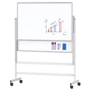 Whiteboard magnetic cu 2 fete si 2 table culisante, suport mobil 76 x 120 cm