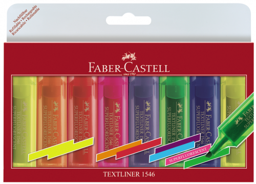 Textmarker superfosforescent Faber Castell 1546 8 culori/set