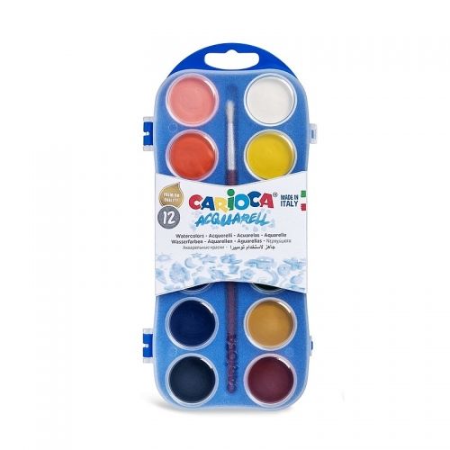 Acuarele lavabile 12 culori/set + pensula, CARIOCA