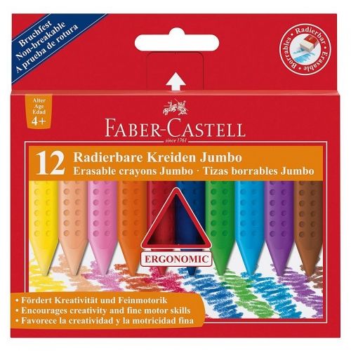 Creioane colorate plastic Grip Jumbo 12 culori/set Faber Castell