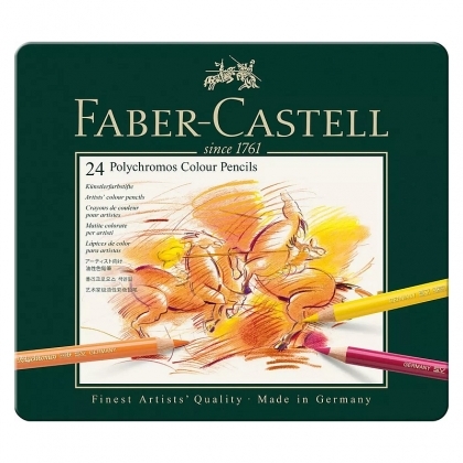 Creioane colorate 24 culori/cutie metal Polychromos Faber Castell 