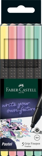 Liner grip 0,4 mm pastel Faber Castell 5 buc/set