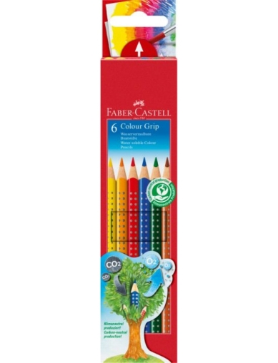 Creioane colorate Grip 2001, 6 culori/cutie Faber Castell 