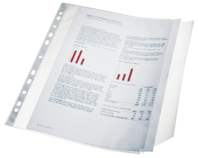 File protectie document A4 cu clapa laterala 10 buc/set 100 microni Esselte
