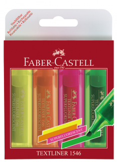 Textmarker superfosforescent Faber Castell 1546 4 culori/set