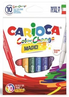 Carioca lavabila varf 6 mm, 9 culori+1 magic marker/cutie, Carioca Color Change
