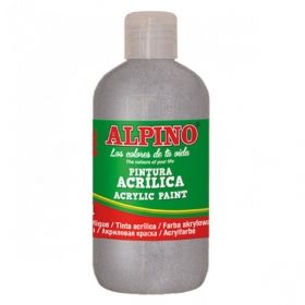 Tempera acrilica 250 ml, ALPINO - argintiu metalizat