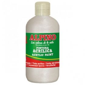 Tempera acrilica 250 ml, ALPINO - alb metalizat