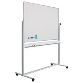 Whiteboard magnetic alb, dubla fata, rotativa, 100 x 180 cm, pe stand mobil, profil aluminiu RC, SMIT