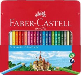 Creioane colorate 24 culori/cutie Metal Faber Castell
