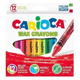 Creioane colorate cerate 12 culori/cutie, CARIOCA Wax Crayons