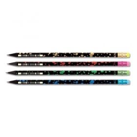 Creion grafit HB cu guma, lemn negru, Party, Adel