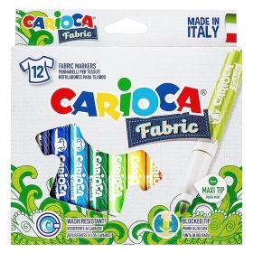 Carioca pentru textile varf 6 mm 12 culori/cutie, CARIOCA CromaTex