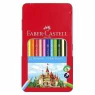 Creioane colorate 12 culori/cutie Metal Faber Castell 