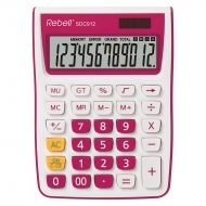 Calculator de birou Rebell SDC 912, 12 digiti, alb/roz