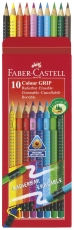 Creioane colorate cu guma Grip 2001, 10 culori/cutie Faber Castell 