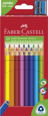 Creioane colorate triunghiulare Jumbo 20 culori/set + ascutitoare Faber Castell