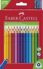 Creioane colorate triunghiulare Jumbo 30 culori/set + ascutitoare Faber Castell