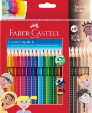 Creioane colorate Grip 2001, 18+6 culori/cutie + tonuri piele Faber Castell