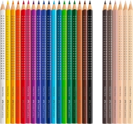 Creioane colorate Grip 2001, 18+6 culori/cutie + tonuri piele Faber Castell