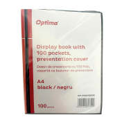 Mapa prezentare A4 cu 100 folii, coperta rigida, Optima - negru