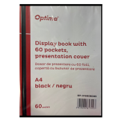 Mapa prezentare A4 cu 60 folii, coperta rigida, Optima - negru