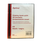 Mapa prezentare A4 cu 20 folii, coperta rigida, Optima - negru