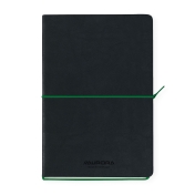 Caiet A5, 192 file, 80 g/mp, coperta soft-touch negru-verde,Aurora Tesoro - dictando