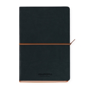 Caiet A5, 192 file, 80 g/mp, coperta soft-touch negru-portocaliu,Aurora Tesoro - dictando