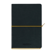 Caiet A5, 192 file, 80 g/mp, coperta soft-touch negru-galben,Aurora Tesoro - dictando