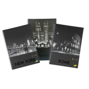 Caiet cu spira A4, 70 file, hartie 70 gr./mp design Cities by night - matematica