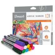 Marker acrilic varf 2 mm, 12 buc/set DMAST BY PEBEO