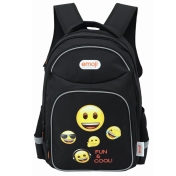 Rucsac gimnaziu 3 fermoare EMOJI CLASIC NEGRU Pigna