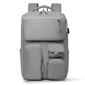 Rucsac laptop inteligent, 6 fermoare, intaritura spate - gri