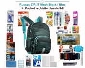 Rucsac ZIP..IT Mesh Black / Blue + Pachet rechizite clasele 5 - 8