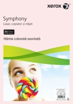 Hartie colorata A4 80 g. 60 coli/top Xerox Symphony, 12x5 culori mixte+negru+maro