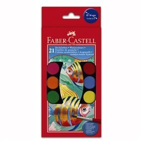 Acuarele 21 culori/set 30 mm + pensula Faber Castell 