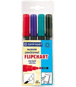 Marker pentru flipchart 4 culori/set Centropen 8550