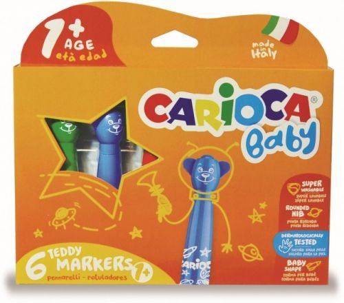 Carioca super lavabila 6 culori/cutie, Carioca Baby Teddy +1