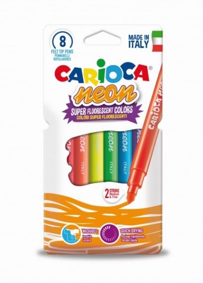 Carioca super lavabila fluorescenta, 8 buc/cutie, Carioca Neon
