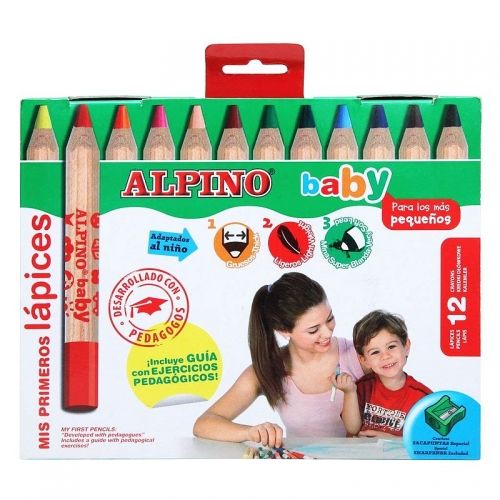 Creioane colorate 12 culori/cutie ALPINO Baby
