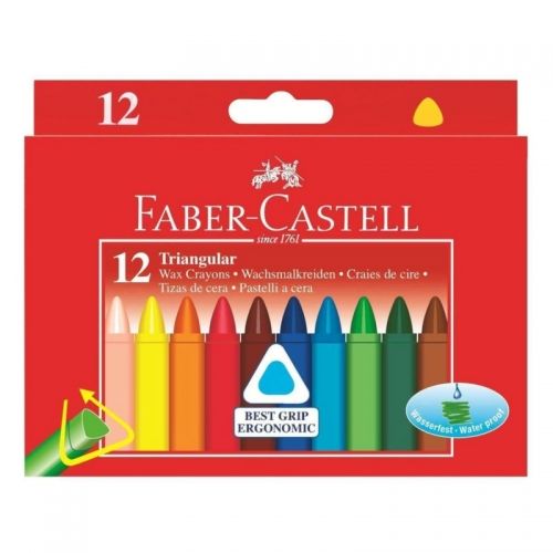 Creioane colorate cerate triunghiulare 12 culori / set Faber Castell 