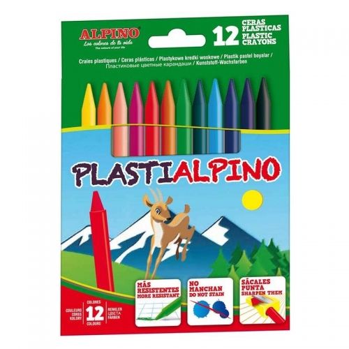 Creioane colorate cerate din plastic 12 culori/cutie, Plasti ALPINO