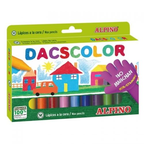 Creioane colorate cerate semi-soft 12 culori/cutie, ALPINO DacsColor