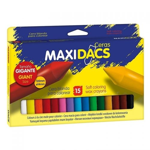 Creioane colorate cerate soft 15 culori/cutie, ALPINO MaxiDacs