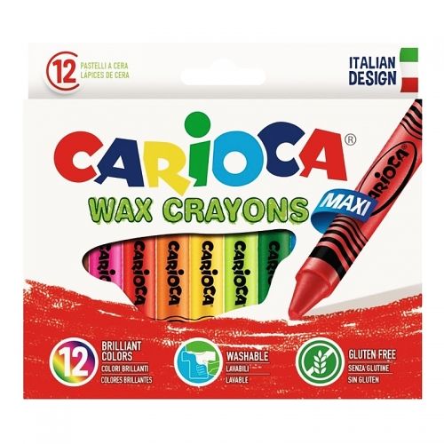 Creioane colorate cerate 12 culori/cutie, CARIOCA Wax Crayon Jumbo