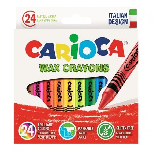 Creioane colorate cerate 24 culori/cutie, CARIOCA Wax Crayons
