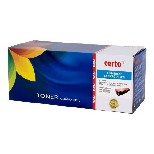 Toner compatibil Certo New Cyan CB541A/CRG-716C 1,4K HP Laserjet CP1215