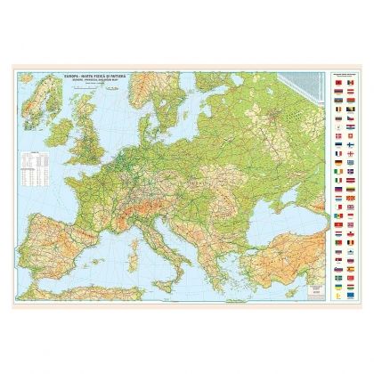 Harta Europa fizica si rutiera 100 x 70 cm