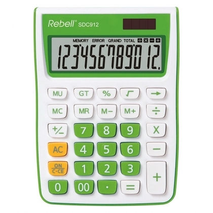 Calculator de birou Rebell SDC 912, 12 digiti, alb/verde